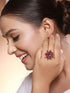 Silver Oxidised Red Stone Floral Minimal Finger Ring