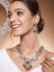 Dual Toned Silver Oxidised Maroon Pearl Beaded Floral Statement jewellery Set