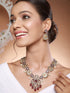 Dual Toned Silver Oxidised Maroon Pearl Beaded Floral Statement jewellery Set