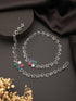 Silver Plated Multicoloured Stone Studded Delicate Floral Payal Anklet