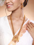 Antique Gold Toned Green Stone Studded Haram Chain Pendant Jewellery Set