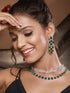 Silver Plated Emerald Green Double Lined Luxe Statement Bridal Jewellery Set