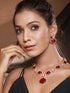 Gold Plated Ruby Red Original Kundan Studded Luxe Bridal Jewellery Set