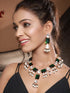 Gold Plated Emerald Green Ad & Original Kundan & Pearl Beaded Bridal Luxe Necklace Jewellery Set
