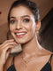 Gold Plated CZ Studded Floral Pendant Minimal Necklace Jewellery Set