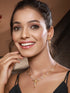 Gold Plated CZ Studded Floral Pendant Minimal Necklace Jewellery Set