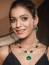 Gold Plated Emerald Green Kundan Studded Designer Luxe Bridal Jewellery Set