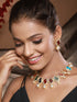Gold Plated Nav Ratan Kundan & Pearl Beaded Statement Choker Jewellery Set
