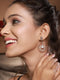 Silver Toned CZ Studded Modern Minimal Designer Concentric Chandbali Earrings