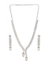 Silver Toned CZ Studded & Pearl Beaded Statement Necklace Jewellery Set