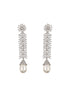 Silver Toned CZ Studded & Pearl Beaded Statement Necklace Jewellery Set