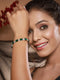 Silver Toned Emarald Green CZ Studded Minimal Link Tennis Bracelet