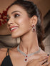 Silver Plated Red AD Studded Geometric Statement Necklace Jewellery Set