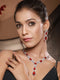 Silver Plated Red Ruby AD Studded Luxe Statement Designer Pendant Jewellery Set