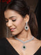 Silver Toned Green Emerald Studded Designer Bridal Necklace Jewellery Set