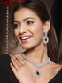 Silver Toned Green Emerald Studded Designer Bridal Necklace Jewellery Set