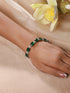Silver Toned Emarald Green CZ Studded Minimal Link Tennis Bracelet