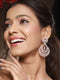 Rose Gold toned Zircon studded Long Chandelier Chandbali Luxe Earrings