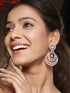 Rose Gold toned Zircon studded Long Chandelier Chandbali Luxe Earrings