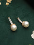 Gold Toned Pearl Minimal Officewear Drop Earrings