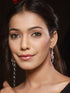 Rose Gold Plated AD Studded Contemporary Hoop Earrings