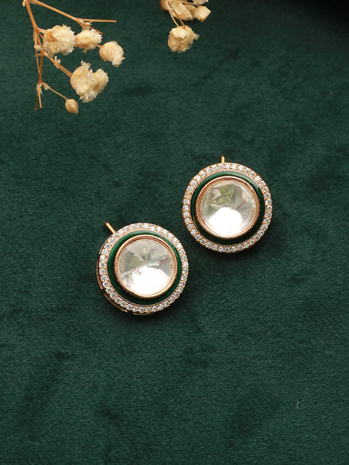 Gold Plated Original Kundan Studded Minimal Officewear Studds Earring
