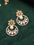 Gold Toned Zircon Studded Pearl Beaded Chandbali Drop Earrings