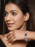 Silver Toned Red Zircon Studded Designer Kada Bracelet