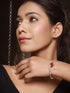 Rose Gold Plated Red AD Studded Minimal Designer Bangle Bracelet