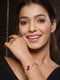 Rose Gold Plated Red AD Studded Minimal Designer Bangle Bracelet