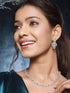 Rhodium Cubic Zircon Studded Contemporary Minimal Necklace Jewellery Set