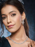 Rhodium Cubic Zircon Studded Contemporary Minimal Necklace Jewellery Set