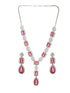 Silver Plated Red Ruby AD Studded Luxe Statement Designer Pendant Jewellery Set