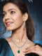 Rhodium Green Emerald Bagatte Zircon Studded Occasionwear Pendant Jewellery Set