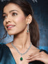 Rhodium Green Emerald Bagatte Zircon Studded Occasionwear Pendant Jewellery Set