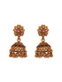 Antique Gold Toned Green Stone Studded Haram Chain Pendant Jewellery Set