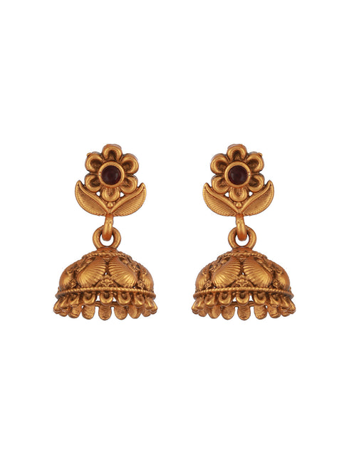Antique Gold Polish Temple Mango Floral Choker Jewellery Set