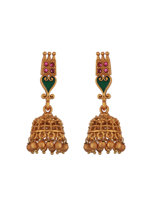 Gold Toned Green Enamelled Kerala tradition Nagapadam Floral Choker Jewellery Set