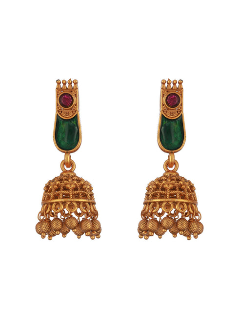 Gold Plated Traditional Green Nagapadam Necklace Jewellery Set