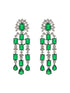 Silver Plated Emerald Green Double Lined Luxe Statement Bridal Jewellery Set