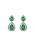 Silver Toned Green AD Studded Geometric Statement Necklace Jewellery Set