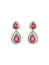 Silver Plated Red AD Studded Geometric Statement Necklace Jewellery Set
