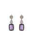 Silver Plated Amethyst Purple AD Long Single Line Statement Pendant Jewellery Set
