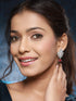 Silver Toned Red Ad Studded Minimal Quirky Drop Earring