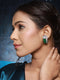 Rhodium Green Emerald Cubic Zirconia Luxe Hoop Studds Earring