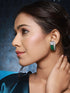 Rhodium Green Emerald Cubic Zirconia Luxe Hoop Studds Earring