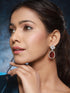 Silver Plated Red AD Studded Geometric Drop Designer Earrings