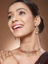 Gold Plated Jadau Studded Pearl Beaded Multicoloured Delicate Chain Choker Jewellery Set
