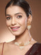 Gold Plated Elephant Motif Pearl Beaded Designer Earrings Necklace Jewellery Set