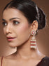 Gold Plated Red AD Pearl Beaded Contemporary Long Jhumka Earrings